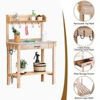 HOLTICO Potting Bench with Storage Drawer, Natural
