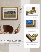 VIYYIEA Gold Framed Wall Art Canvas Print Home Decor Vintage Landscape Art Prints Wall Decor Abstract Serene Countryside Scene Wall Prints Mid Century Modern Decor for Living Room Bedroom 13x16in