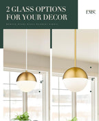 LMS 8 Inch Mid Century Pendant Lights, Brushed Gold Kitchen Island Light Fixtures with White Globe Glass Shade, Adjustable Hanging Rod, 3-Pack for Home Office Dining Room Bathroom, LMS-186BG3PK