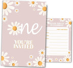 Daisy 1st Birthday Invitations for Girls, Daisy One Birthday Party Invitaions for Party Invites, 4x6 Inches, 30 Sets with Envelopes