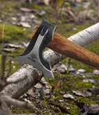 Camping Hatchet, 14.2-inch Splitting Axe with Leather Sheath, Chopping Axe 1065 High Manganese Steel and Hickory Handle