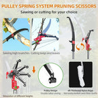 27FT Manual Pole Saw, Tree Branch Trimmer with 8-Section Fiberglass Handle, Sharp Steel Blade and Scissors, Lightweight Extendable Design for High Branch Trimming,Orange