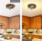 Flush Mount Ceiling Light with Clear Glass Shade, 2-Light Indoor Outdoor Farmhouse Lighting Flush Mount Lights for Kitchen Bedroom Porch Living Dining Room (Wood)