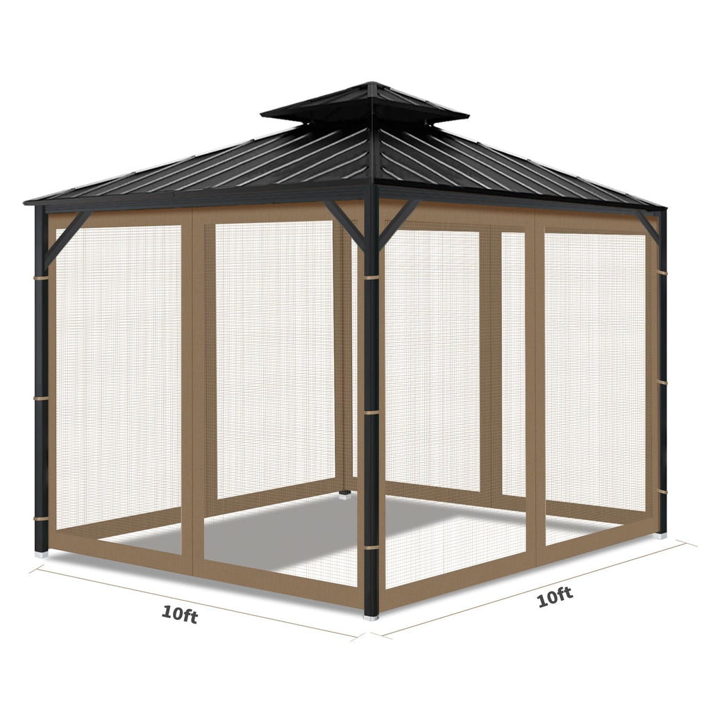 OIPUNSHLE 10x10 Gazebo Universal Replacement Mosquito Netting, Brown