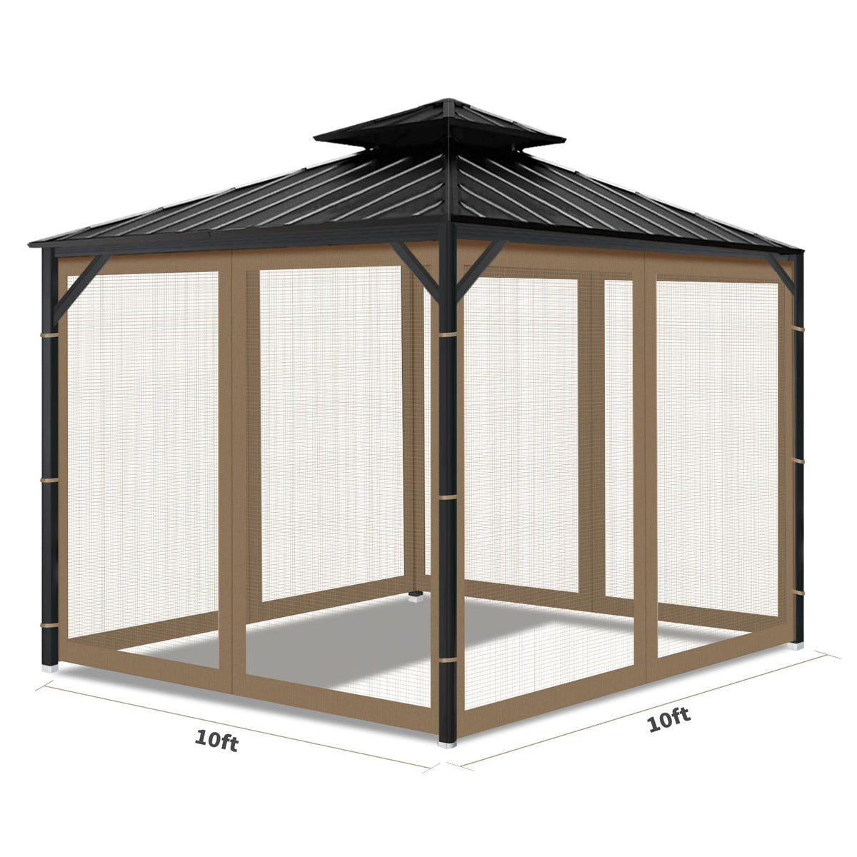 OIPUNSHLE 10x10 Gazebo Universal Replacement Mosquito Netting, Brown