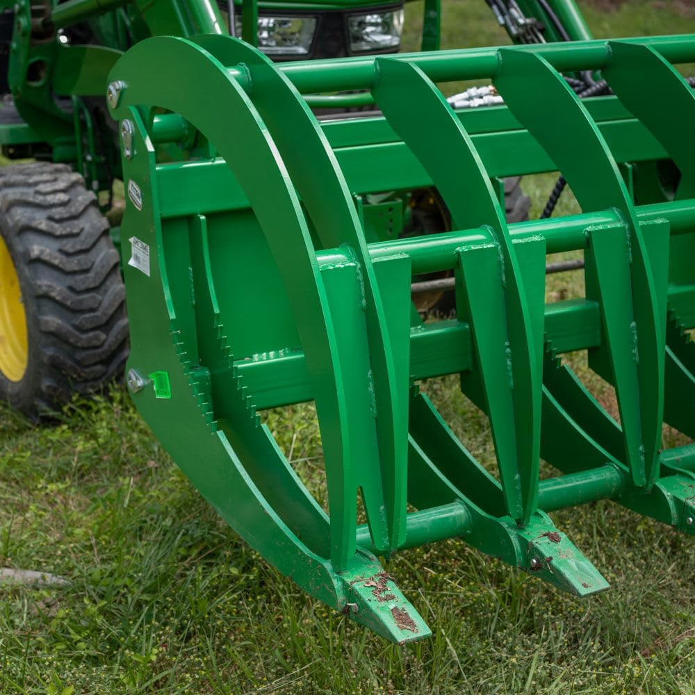 Titan Attachments 60" HD Root Grapple Rake Attachment, Fits John Deere Hook & Pin Tractors, Twin 3,000 PSI Cylinders, Clears Rocks, Logs, Brush, & Debris, Tractor Accessories & Attachments