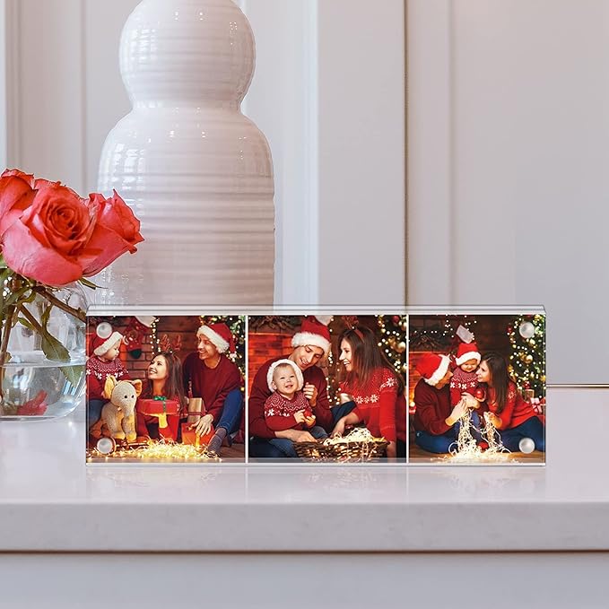 Boxalls 2x6 Inches Acrylic Picture Frames - 5 Pack, Clear Frameless 2x6 Photo Frames with Magnetic, Double Sided Transparent Desktop Frame (5 Pack)