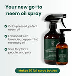 Neem Oil for Plants (Makes 480 fl oz) with Spray Bottle & Essential Oils | for Indoor Houseplants & Outdoor Gardens, Natural Leaf Shine