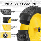 TICONN 4.80/4.00-8 Tire, 14.5" Flat Free Wheelbarrow Tire and Wheel, Solid Replacement Tires, 5/8" 3/4" Bearings, Universal Fit 4.80/4.00-8, 3.50/3.00-8, 4.00-6 (14.5" Yellow, 4PK)