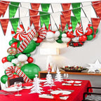 40M/130FT White Green Red Triangle Pennant Banner Flag Metallic Fabric Bunting Garland for Christmas Italy Mexican Birthday Baby Shower Wedding Banners,New Years Winter Decor Ouruola