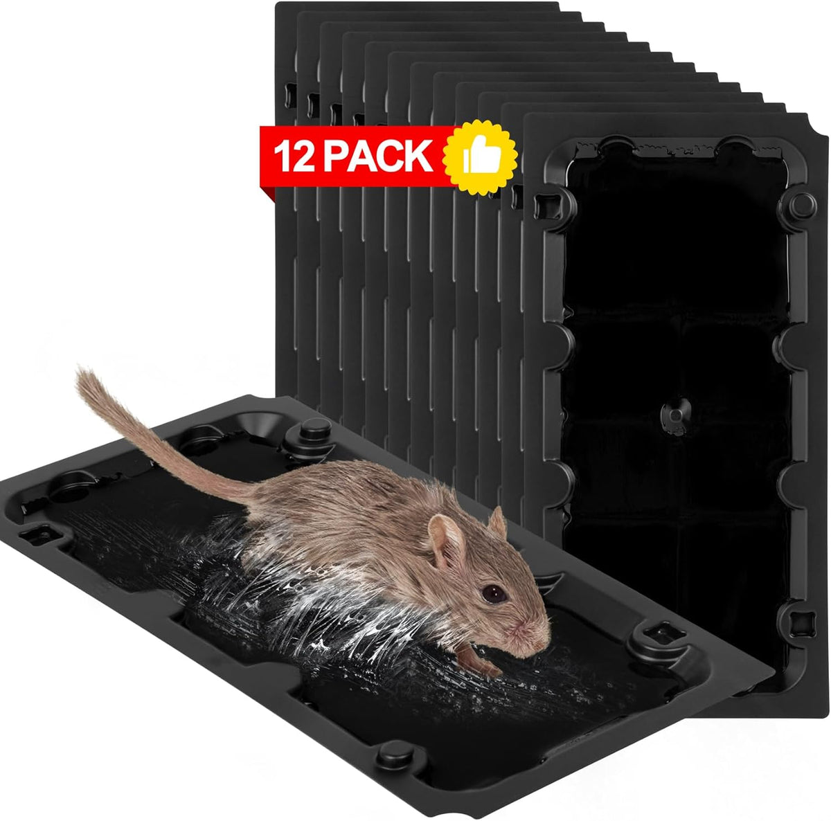 12 Pack Sticky Mouse Trap Rat Traps Indoor, Peanut Taste Pheromone Mouse Traps Indoor for Home, Glue Sticky Traps for Mice and Rats, Snake(Large Size)
