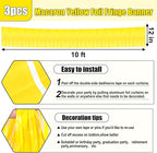 3 Pack 10 Long Yellow Metallic Foil Fringe Garland Wall Hanging Tassle Banner, Mother's Day, Easter, Parade Floats, Birthday, Theme Party, Wedding Party Decorations