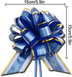 6 PCS Large Pull Bows, Gift Wrapping Bows, Gift Wrapping Ribbon Pull Bows Gift Bows for Wedding, Birthday, Christmas, Valentine's Day, Gift Baskets, Party, Presents Decor, Holiday Decor (Blue)