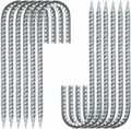 Heavy Duty Rebar Stakes 12-Pack 12-Inch - Hot-Dip Galvanized J-Hook Ground Anchors for High Winds, Trampoline, Fencing, Landscape Fabric - Forged Tip for Rocky & Hard Soil
