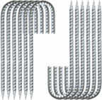 Heavy Duty Rebar Stakes 12-Pack 12-Inch - Hot-Dip Galvanized J-Hook Ground Anchors for High Winds, Trampoline, Fencing, Landscape Fabric - Forged Tip for Rocky & Hard Soil