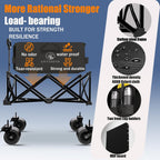Collapsible Wagon Cart with Silent All-Terrain Wheels, Foldable Heavy Duty Beach Wagon with 330LB,Folding Cart with Cup Holders and Brakes for Camping, Garden,Shopping,Sports Black