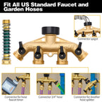 4 Way Hose Splitter with 4pcs Garden Hose Extension Adapter