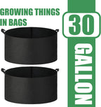 2-Pack 30 Gallon Fabric Grow Bags with Handle, Heavy Duty 300G Thickened Nonwoven with Handles and Reusable, Suitable for Garden Vegetables,Fruits and Flowers(Black)