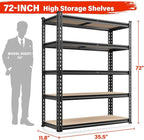 REIBII 72" H Garage Shelving Heavy Duty Shelves for Storage 2000LBS Garage Storage Shelves Adjustable 5 Tier Metal Storage Shelving Unit for Craft Warehouse Pantry Basement 72''*35.5''*11.8'' 4 Pack
