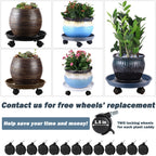 6 Packs Plant Caddy with Wheels 11.8" Plastic Rolling Plant Dolly Coasters Heavy-Duty Wheeled Planter Mover Rollers Indoor Outdoor Wheeled Flower Pot Base Suacers with Casters, Black
