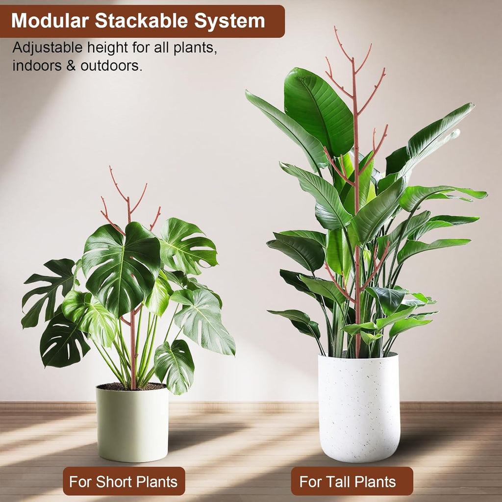 6 Pack Stackable Monstera Plant Support, Plant Stakes for Indoor and Outdoor Plants Use, Garden Stakes for Climbing and Potted Plants, Pothos, Philodendron, Brown