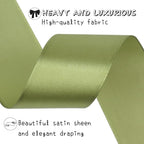 Olive Green Solid Satin Ribbon 1-1/2 Inch 25 Yards Solid Polyester Fabric Ribbon for Gift Wrapping Wedding Christmas Baby Shower Birthday Party Decoration Handmade Immortal Flower Craft