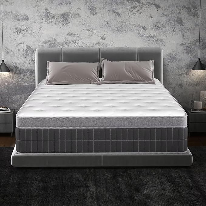 inight King Mattress 12 Inch, Individual Wrapped Pocket Springs Zoned Hybrid Mattress with Gel Memory Foam, Ergonomic Pressure Relief, Enhanced Edge Support, Breathable Comfort Night, 365-Night Trial