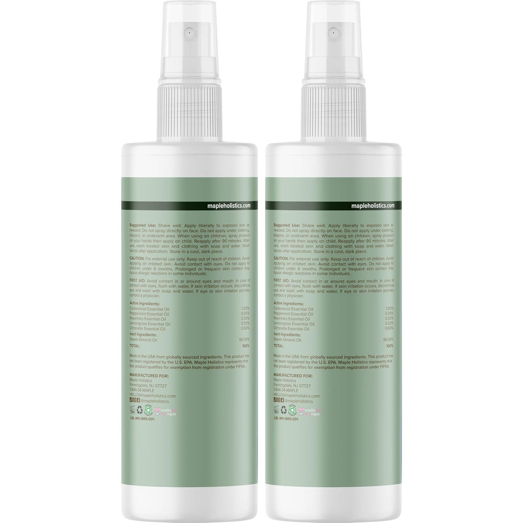 Natural Bug Repellent Spray for Body - DEET Free Bug Spray for Kids & Adults for Ticks Mosquitoes & Insects - Made with Citronella Rosemary & Lemongrass - Light Scent Vegan & Cruelty Free (8 Fl Oz)
