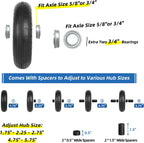 4.00-6 Tire and Wheel, 13" Wheelbarrow Pneumatic Tire, 5/8" & 3/4" Bearings, 1.75-6" Centered Hub,Sealed Bearings for Wheelbarrows Trolley Dolly Garden Wagon Cart Wheel Replacement