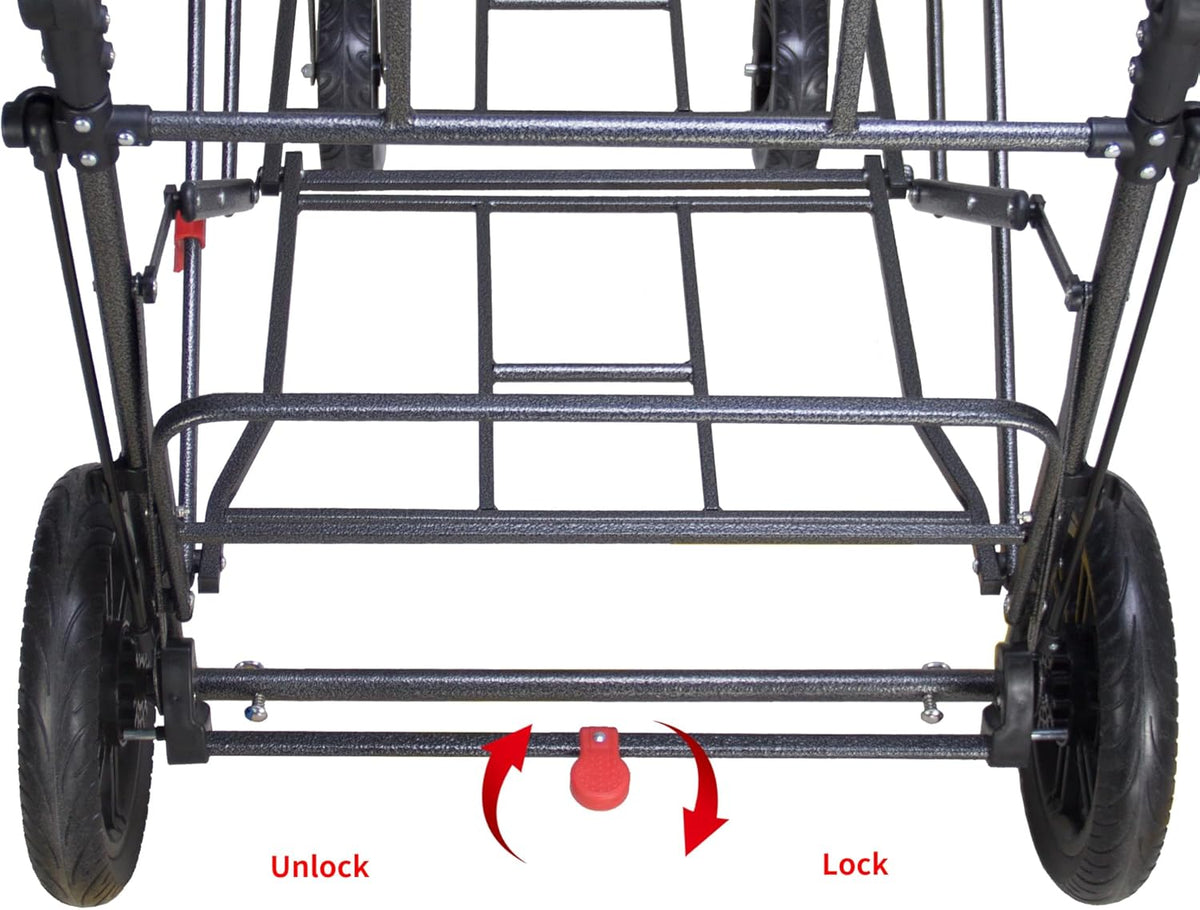 TMZ Collapsible Foldable Wagon Cart with Quick-Release Wheels and 2 Seats, Heavy Duty Wagon 265LBS Load Capacity for Camping Garden Shopping (Grey)
