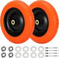 13" Flat Free Wheels Replacement for GOR Garden Cart Tires, 4.00-6 Solid Tires with 5/8"Bearings, 13" No Flat Wheels for GOR Garden Carts/Hand Trucks/Garden Carts（Orange）