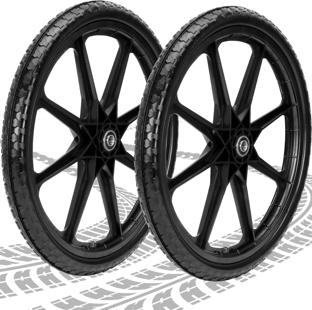 Upgraded 20" Flat Free Wheels Compatible with rubbermaid Wheelbarrow Tires, 20" Flat Free Tires with 5/8" Bearings Replacement for rubbermaid Cart Wheels/Big Wheel Utility Carts(5/8" Bearings)