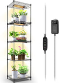 Barrina CX83 Plant Shelf with Grow Light, 5-Tier, Plant Stand with 10W Ultra-Thin Grow Light Panels for Hydroponics, Seedlings, Succulents, Flowers, Veg, 3/6/12h Timer, 15.7" L x 11.8" W x 59.1" H