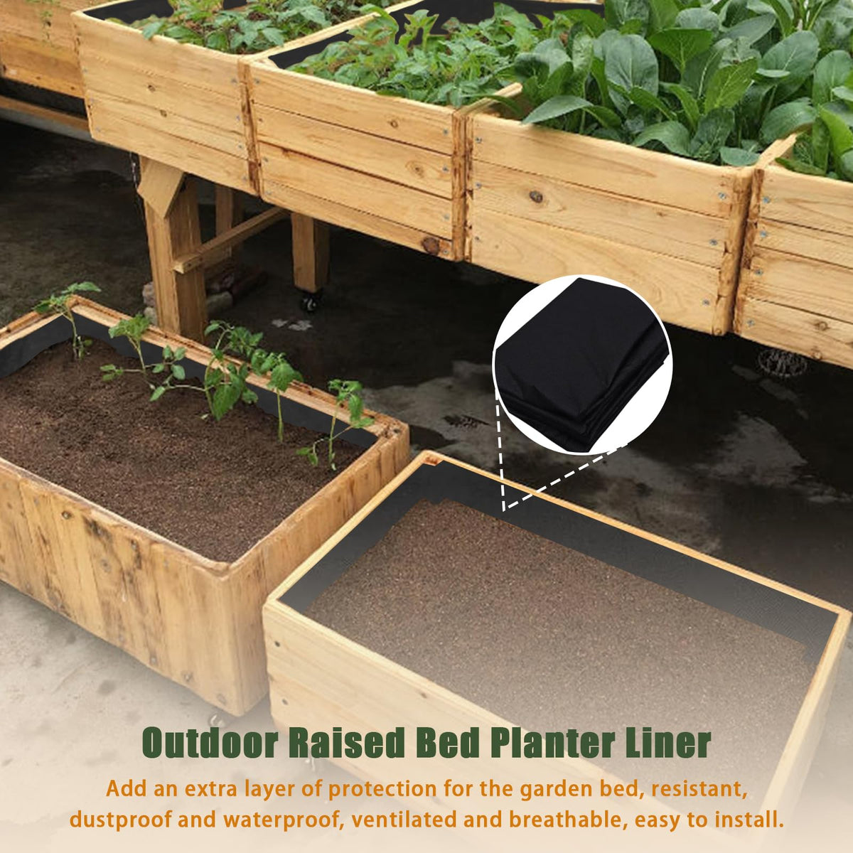 Wshxjzyay 63 * 83 inch Raised Garden Bed Liner, Non Woven Fabric Liner for Large Veg Trough, Keeps Soil Contained and Water Drained