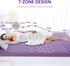 MUXHOMO 3.9 Inch 7-Zone Twin XL Mattress Topper, Egg Crate Foam Mattress Topper Twin XL Size for Back Pain, Lavender Cooling Gel Infused Bed Pad, CertiPUR-US and Oeko-TEX Certification (79"×38")