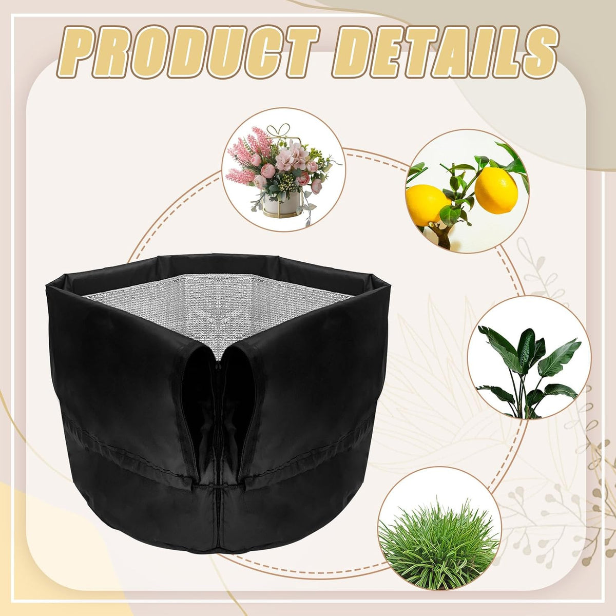 4PCS Plant Winter Protection Pot Covers, 17.7 * 21.6 Inchs Outdoor Pot Covers Pot Covers for Winter with Drawstring and Zipper Flower Pot Protection Bag for Outdoor Fruit Trees Potted Plants Shrubs