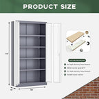 Greenvelly Metal Garage Storage Cabinet, 72”Locking Steel Storage Cabinet with 2 Doors and 4 Adjustable Shelves for Home Office,School,File(Gray White)