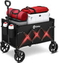 Sekey Heavy Duty Wagon with Big Wheels, Foldable Cart with 220LBS Capacity, Utility Lightweight Wagon, Collapsible Grocery Shopping Cart for Camping Sports & Holiday. Black