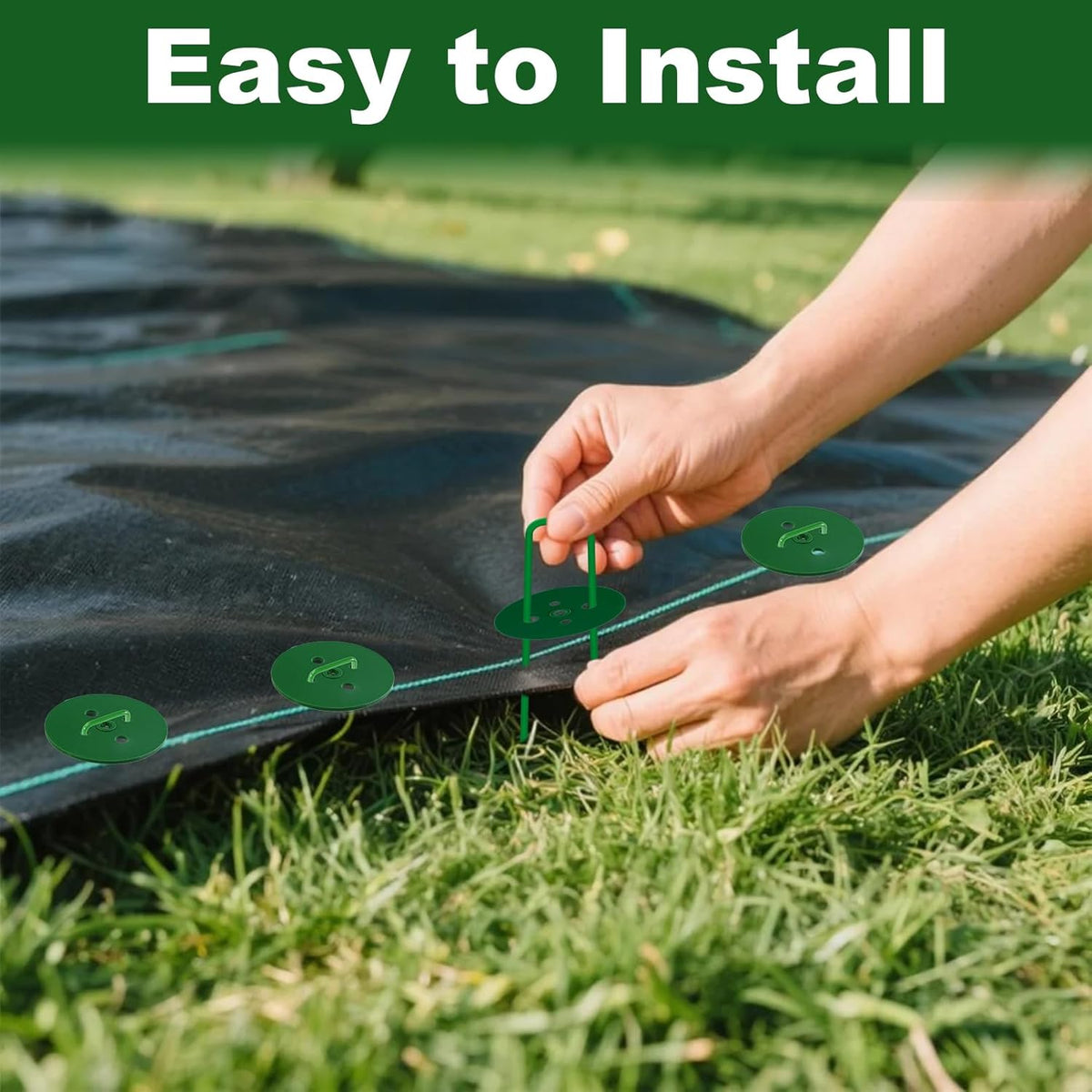 100 PCS Landscape Staples + 100 PCS Gaskets, U-Shaped Galvanized Garden Stakes Landscaping Fabric Sod Pins, Landscape Pins Stakes for Weed Barrier Fabric Ground Cover, 6 Inch