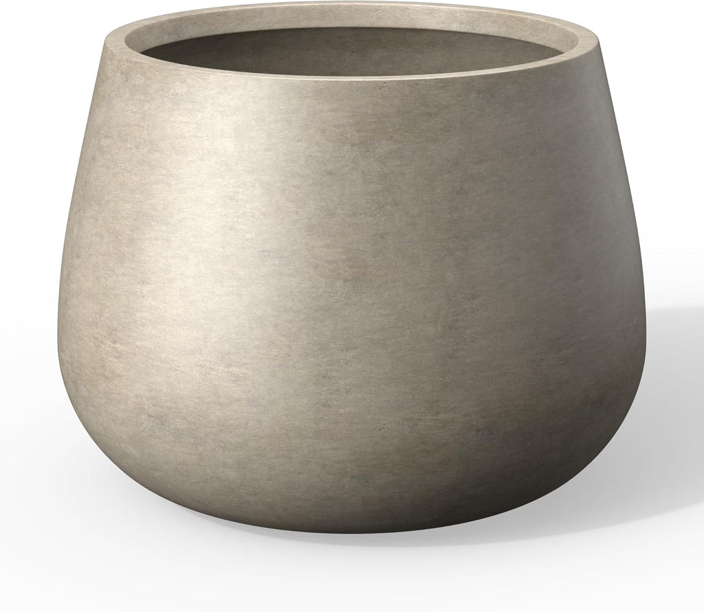 Kante Curva Series Planter, 10.2 Inch Round Concrete Flower Pot with Draiange Hole and Rubber Plug, Suitable for Indoor Plants, Home, Garden, Patio, Weathered Concrete