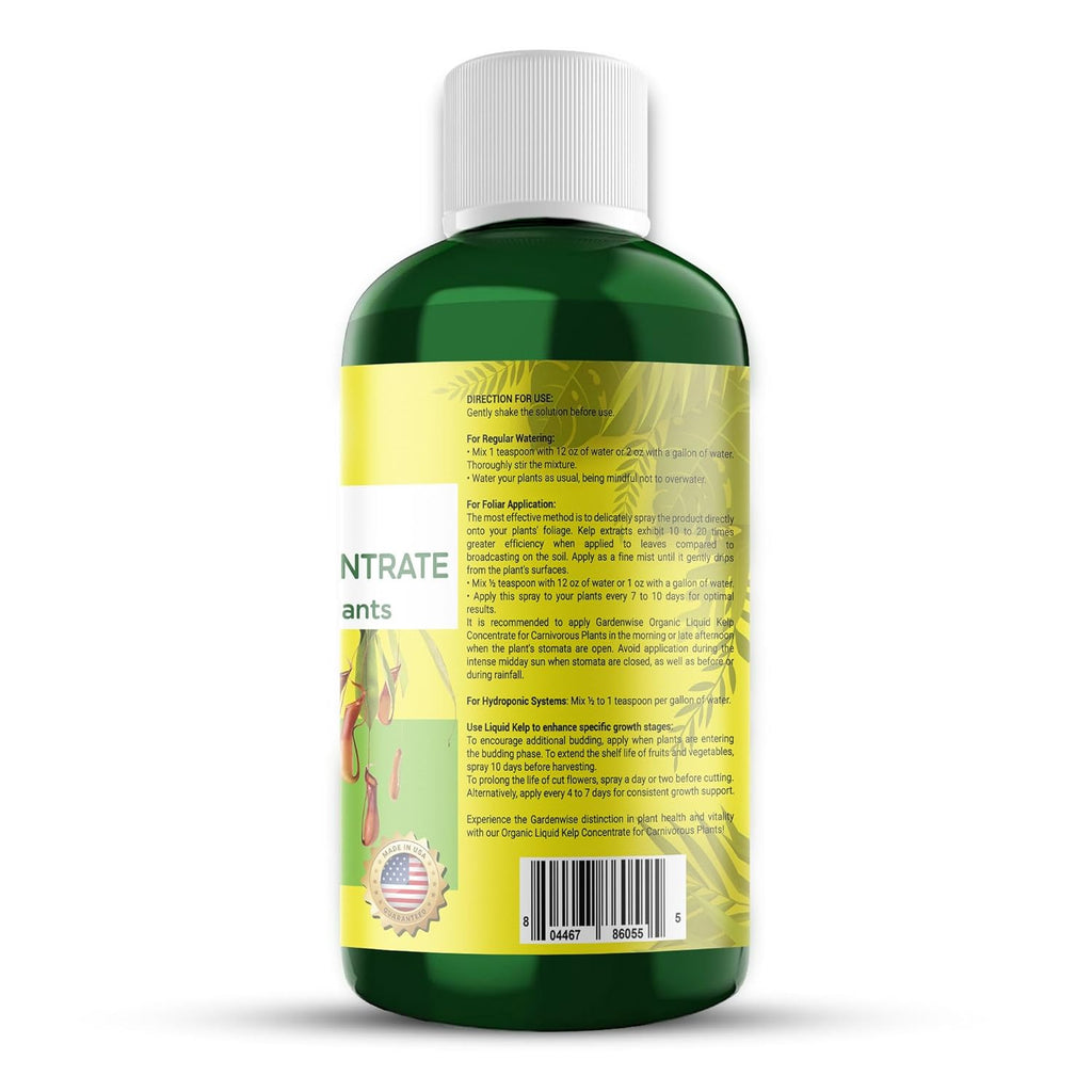 Organic Premium Kelp Seaweed Fertilizer: Indoor Plant Fertilizer & Carnivorous Plant Food for Venus Flytraps, Sundews, Drosera Capensis,Pitcher Plants,Butterworts & Other (32 OZ)