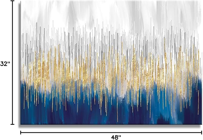 XXMWallArt FC3181 Abstract Wall Art Gold and Blue Canvas painting Artwork Painting Print for Living Room Bedroom Kitchen Home and Office Wall Decor
