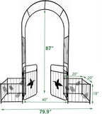 Metal Garden Arbor Arch with Gate and Plant Box, 86.6" H Garden Trellis Wedding Arch Party Decoration for Outdoor Lawn Climbing Plants Support Roses Vines (Bird)
