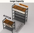 Shoe Rack for Front Door Entrance, 5 Tier Shoe Rack for Entryway, 16-20 Pairs of Shoes, Metal Shoe Rack Organizer, Free Standing Shoe Rack for Closet (Black+Rustic Brown)