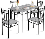 Kitchen Dining Table Set for 4, 5-Piece Kitchen Table Set,Dining Room Table Sets,Rectangular Kitchen Table Set with 4 Chairs for Small Space, Dinette,Apartment,Rustic Grey