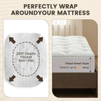 QUIETSEA Reversible Sofa Queen Mattress Topper Egg Crate Memory Foam Mattress Topper, Bamboo Viscose Mattress Pad Sofa Queen, Noiseless Waterproof Mattress Cover with Deep Pocket up to 21", 60" x 72"