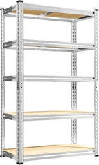 REIBII Storage Shelves 2020LBS Garage Shelving Heavy Duty 5 Tier Metal Shelving Adjustable Pantry Shelves for Kitchen Warehouse Basement 28" W x 12" D x 59.8" H, Silver