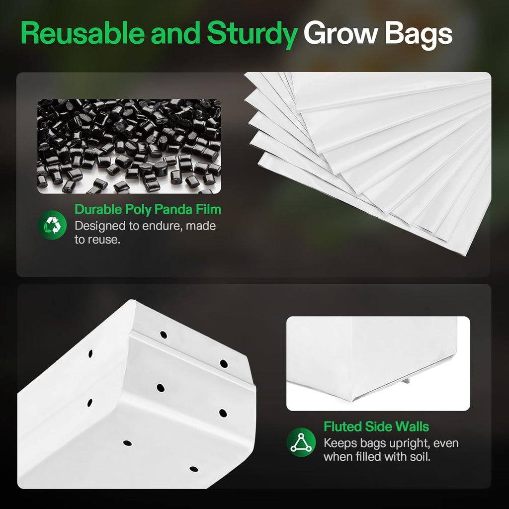 VIVOSUN 50-Pack 2 Gallon Grow Bags for Plants, Black-and-White Panda Film Containers Thick Plastic Bag for Potting Seedlings, and Rooting