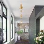 Brass Pendant Lights Kitchen Island,Gold Dining Room Light Fixtures Over Table with Cone Metal Shade, Modern Vintage Mini Chandeliers,Adjustable Cord Hanging Lighting for Bar,Sink.(1 Pack)