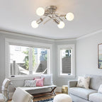 WILON Semi Flush Mount Ceiling Light Fixture, Modern Flush Mount Ceiling Lights, Brushed Nickel 4-Light Sputnik Ceiling Light Fixture with E26 Bulb Base for Hallway Farmhouse Kitchen Bedroom